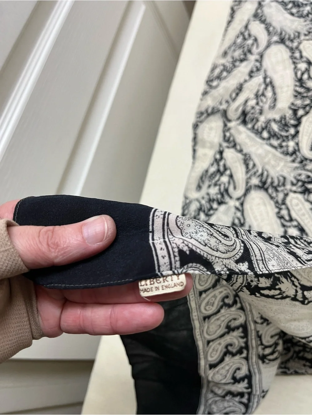 VTG Liberty London black ivory paisley scarf